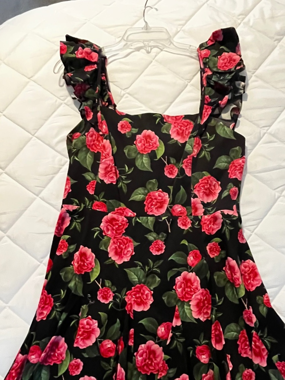 NEW Alice + Olivia Floral Cotton Midi Dress with ruffled straps, Size 8